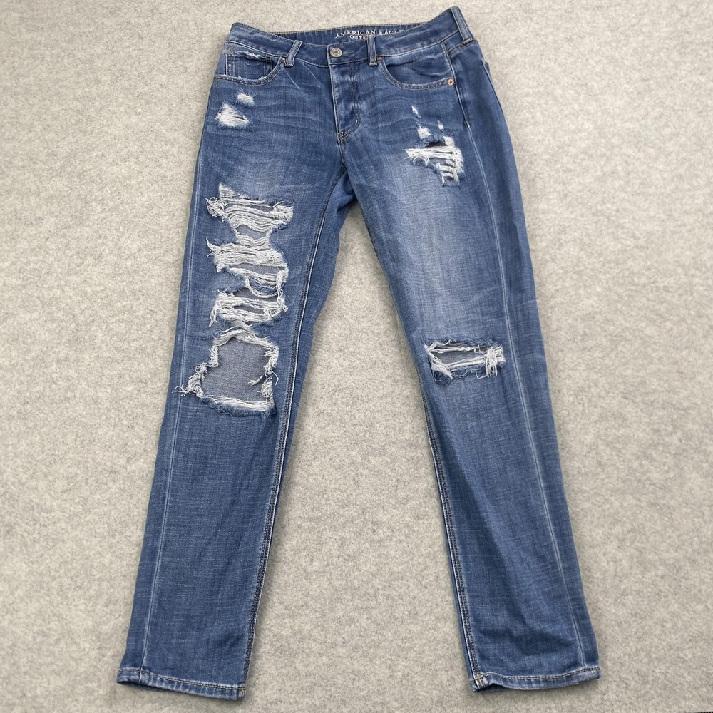 American Eagle Outfitters Tomgirl Jeans Womens 4 (30x28) Distressed Mid Rise